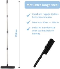 2 In 1 Rubberen Bezem – Bezem Binnen & Buiten – Vloerwisser Met Steel - Met Huisdierhaar Verwijderaar - Vloertrekker – Veger - Extra Lang 160cm -Tuingereedschaps Winkel 1039x1200