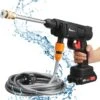 Merkloos Elektrische Accu-Hogedrukreiniger - 1.2mpa - Multifunctioneel Mondstuk - Draagbaar Oplaadbaar Snoerloos - Reinigingsspuitpistool - Met Rijke Accessoires - Voor Auto, Tuin, Terras, Raam - Zwart -Tuingereedschaps Winkel 1168x1200