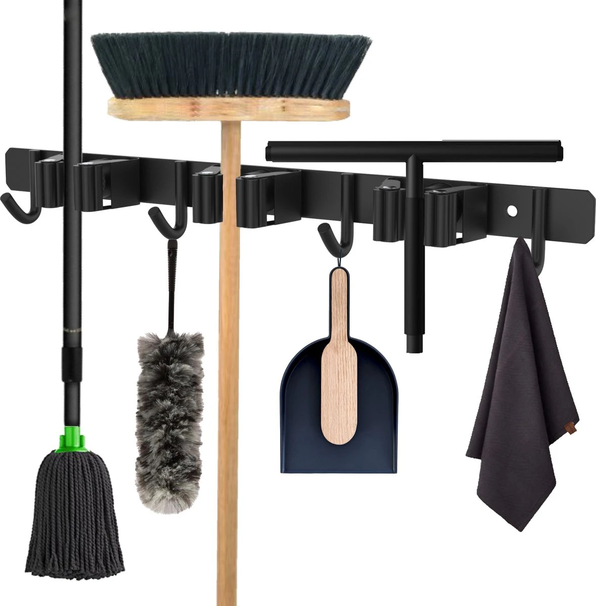 Volcan Bezemhouder - Bezem Ophangsysteem Tuingereedschap - Gereedschapshouder - Zelfklevend - 3M Tape - 3 Houders 4 Haken - RVS Zwart 3 Volcan Bezemhouder - Bezem Ophangsysteem Tuingereedschap - Gereedschapshouder - Zelfklevend - 3M Tape - 3 Houders 4 Haken - RVS Zwart