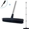 2 In 1 Rubberen Bezem – Bezem Binnen & Buiten – Vloerwisser Met Steel - Met Huisdierhaar Verwijderaar - Vloertrekker – Veger - Extra Lang 160cm