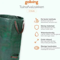 Goliving Tuinafvalzak - Set Van 2- Tuinafvalzakken Opvouwbaar - Tuinzak - Tuinafvalemmer - 2x 280 Liter - Groen -Tuingereedschaps Winkel 1195x1200 3