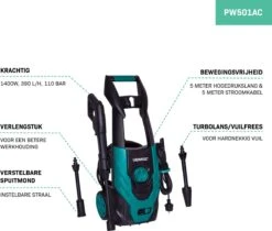 VONROC Hogedrukreiniger V14-1 - 1400W – 110 Bar – 390 L/h – Incl. 5m Slang, Spuitstukken En Accessoires -Tuingereedschaps Winkel 1200x1022 4