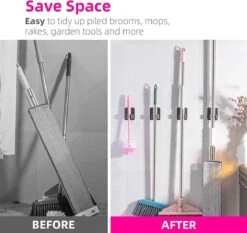 BOTC Bezemhouder - 4 Stuks - RVS - Bezem Ophangsysteem - Bezem Houder - Tuingereedschap - Zwart 12 BOTC Bezemhouder - 4 Stuks - RVS - Bezem Ophangsysteem - Bezem Houder - Tuingereedschap - Zwart -Tuingereedschaps Winkel 1200x1134