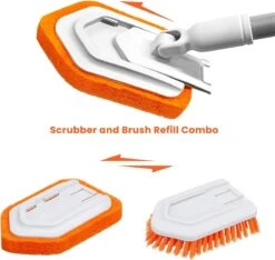 Merkloos Vloerschrobber - Bad Tegel Borstel Scrubber - Met 107cm Verstelbaar Lange - Voor Reiniging Badkamer Keuken Keramische Tegel - Oranje -Moederdag Cadeautje -Tuingereedschaps Winkel 1200x1138