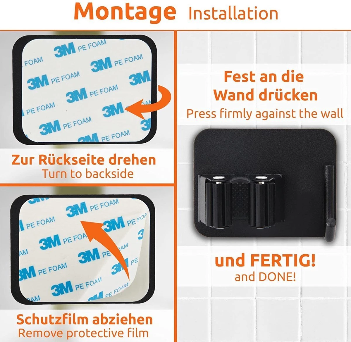 BOTC Bezemhouder - 4 Stuks - RVS - Bezem Ophangsysteem - Bezem Houder - Tuingereedschap - Zwart 8 BOTC Bezemhouder - 4 Stuks - RVS - Bezem Ophangsysteem - Bezem Houder - Tuingereedschap - Zwart - Afbeelding 6