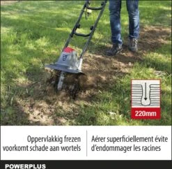 Powerplus POWEG7010 Tuinfrees - 1050W - Werkbreedte 320mm - Werkdiepte Max. 220mm - Incl. 4 Messen -Tuingereedschaps Winkel 1200x1178