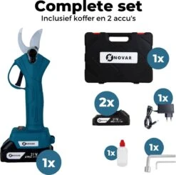 NovarGarden® Elektrische Snoeischaar NG1 - 2x Accu - Elektrisch - Takkenschaar - Op Batterij - 28mm -Tuingereedschaps Winkel 1200x1189