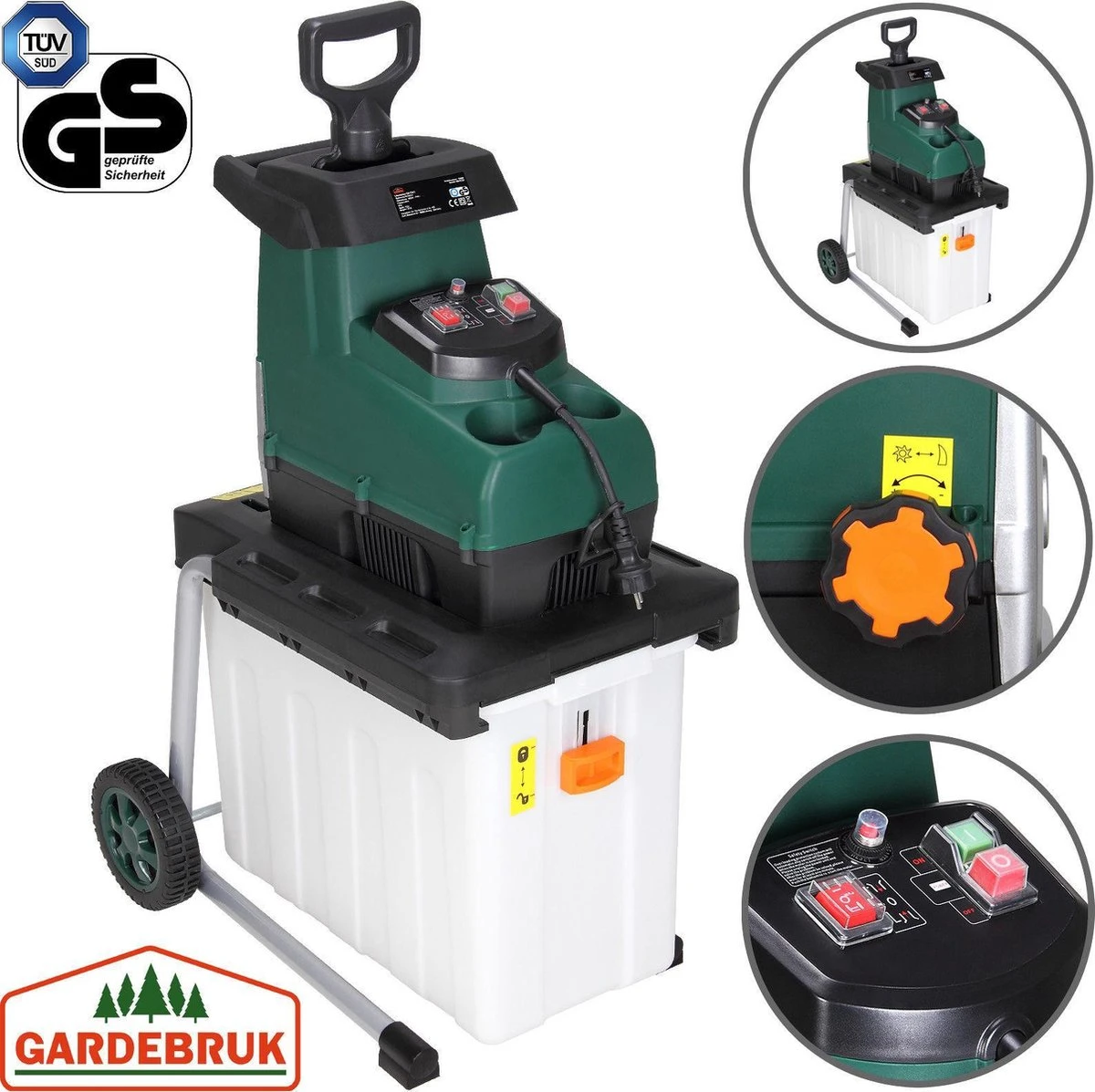 Gardebruk Hakselaar Elektrisch 2800W - 45mm Takdikte - Opvangbak 60 L 9 Gardebruk Hakselaar Elektrisch 2800W - 45mm Takdikte - Opvangbak 60 L - Afbeelding 7