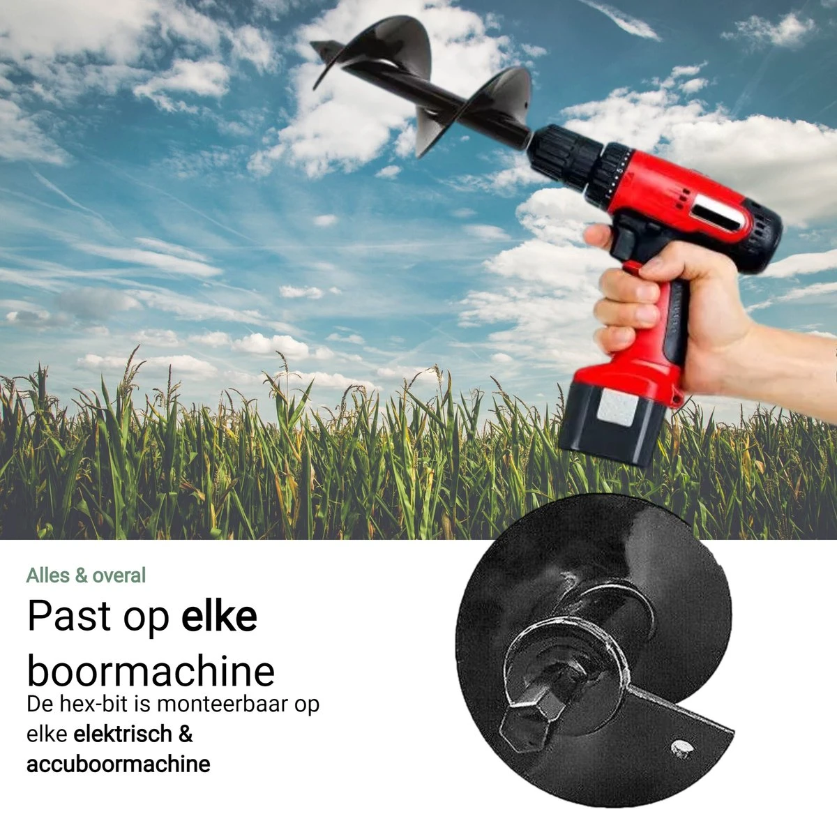 MaatWorkz - Grondboor - 25 CM - Boormachine - Bollenplanter - Moestuin - Palenboor - Boor - Tuin 8 MaatWorkz - Grondboor - 25 CM - Boormachine - Bollenplanter - Moestuin - Palenboor - Boor - Tuin - Afbeelding 6