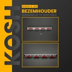 Merkloos Stevige Bezemhouder - Aluminium - Ophangsysteem Bezem - 5 Haken & 4 Houders - Gereedschaphouder - Opbergsysteem -Tuingereedschaps Winkel 1200x1200 15