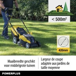 Powerplus POWXG6281 Elektrische Grasmaaier - Grasmachine Voor Middelgrote En Grote Tuin - 2000W - Maaibreedte 420mm - Verstelbare Maaihoogte - Mulching Functie - Incl. 40L Opvangbak -Tuingereedschaps Winkel 1200x1200 340