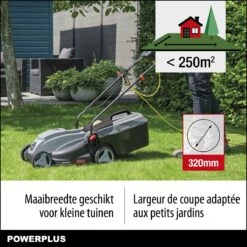 Powerplus POWEG63703 Elektrische Grasmaaier - Grasmachine Voor Kleine Tuin - 1000 W - 32cm Maaibreedte - 30L Opvangbak - Verstelbare Maaihoogte -Tuingereedschaps Winkel 1200x1200 455
