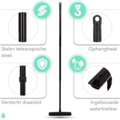 CLEANLY® Rubberen Bezem Met Vloerwisser - Kappersbezem - Zachte Bezem Binnen & Buiten - Vloertrekker Met Steel - 68-150 Cm -Tuingereedschaps Winkel 1200x1200 50