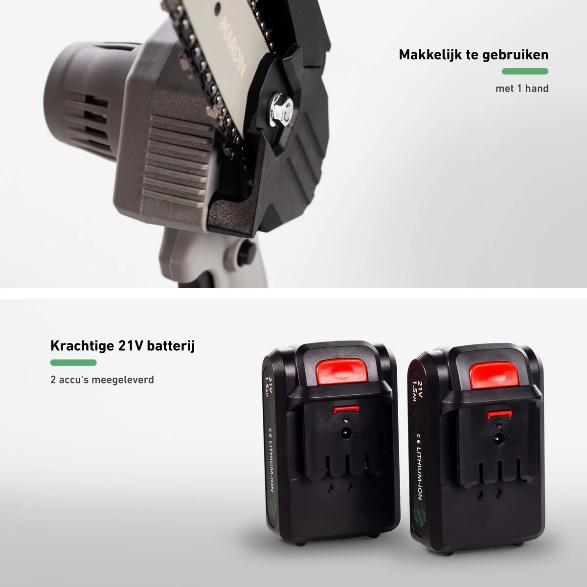 Mardin Mini Kettingzaag - Snoeizaag - Kettingzaag - Kettingzaag Electrisch Met 2 Accu - Inclusief Koffer - 1 Extra Accu - Grijs 6 Mardin Mini Kettingzaag - Snoeizaag - Kettingzaag - Kettingzaag Electrisch Met 2 Accu - Inclusief Koffer - 1 Extra Accu - Grijs - Afbeelding 4