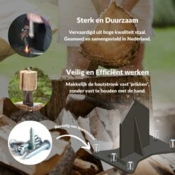 Miseru Houtklover – Geen Bijl Nodig – No Axe - Houtsplijter – Houtkliever – HANDMADE In Holland - Houtklover Voor Aanmaakhout – Metaal -Tuingereedschaps Winkel 1200x1200 533