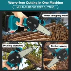 Merkloos Mini Accu Kettingzaag - 4 Inch Elektrische Boomzaag - Handkettingzaag - Met 2 Accu En 1 Oplader - Voor Tuinboom Ranch Bomen Snijden Hout- Blauw -Tuingereedschaps Winkel 1200x1200 562