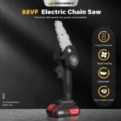 Violeworks® Accu Kettingzaag - Snoeizaag - Mini Kettingzaag - Handkettingzaag - Ook Voor Makita - Elektrische Kettingzaag - Elektrische Snoeischaar - Op Batterij - 2900 MAh - 1080W - 88V -Tuingereedschaps Winkel 1200x1200 596