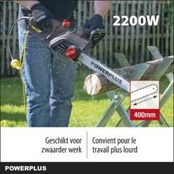 Powerplus POWEG10110 Elektrische Kettingzaag - 2200W - Zwaardlengte 400mm - Automatische Kettingsmering - Incl. 1x Ketting En 1x Zwaard -Tuingereedschaps Winkel 1200x1200 650