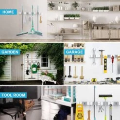 BOTC Bezemhouder - 5 Houders 6 Haken Bezem Ophangsysteem - Zeflklevend - Opbergsysteem - Ophanghaken - Tuingereedschap - Gereedschap Opbergen -Tuingereedschaps Winkel 1200x1200 79