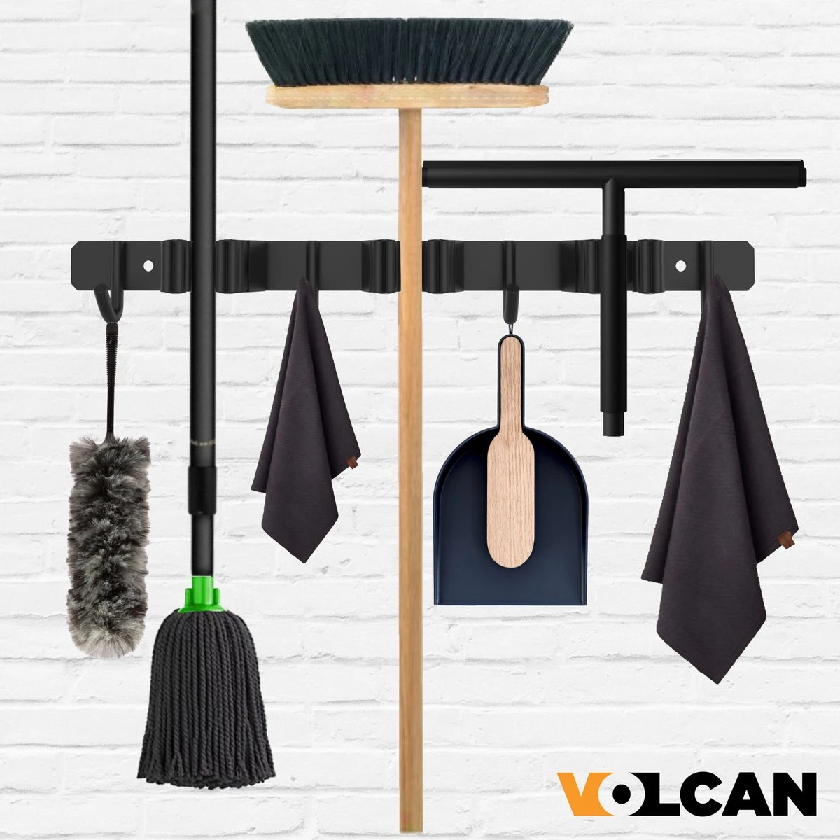 Volcan Bezemhouder - Bezem Ophangsysteem Tuingereedschap - Gereedschapshouder - Zelfklevend - 3M Tape - 3 Houders 4 Haken - RVS Zwart 7 Volcan Bezemhouder - Bezem Ophangsysteem Tuingereedschap - Gereedschapshouder - Zelfklevend - 3M Tape - 3 Houders 4 Haken - RVS Zwart - Afbeelding 5