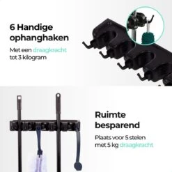 CLEANLY® Bezemhouder - Ophangsysteem Voor Tuingereedschap - Bezem Ophangsysteem - Gereedschapshouder Met Ophanghaken - ABS -Tuingereedschaps Winkel 1200x1200 85