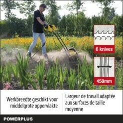 Powerplus POWXG72010 Tuinfrees - 1500W - Werkbreedte 450mm - Werkdiepte Max. 220mm - Incl. 6 Messen En Wielen -Tuingereedschaps Winkel 1200x1200 93