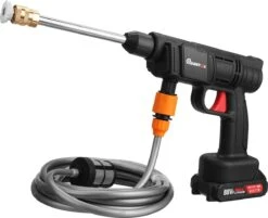 Merkloos Elektrische Accu-Hogedrukreiniger - 1.2mpa - Multifunctioneel Mondstuk - Draagbaar Oplaadbaar Snoerloos - Reinigingsspuitpistool - Met Rijke Accessoires - Voor Auto, Tuin, Terras, Raam - Zwart -Tuingereedschaps Winkel 1200x976 2