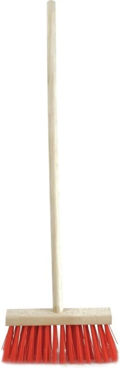 Merkloos Buiten Kinderbezem Rood Met Steel - Schoonmaakartikelen/Tuingereedschap