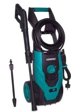VONROC Hogedrukreiniger V18-1 1800W – 140 Bar – 420 L/h – Incl. 8m Slang, Reinigingsmiddelen Tank En Meer