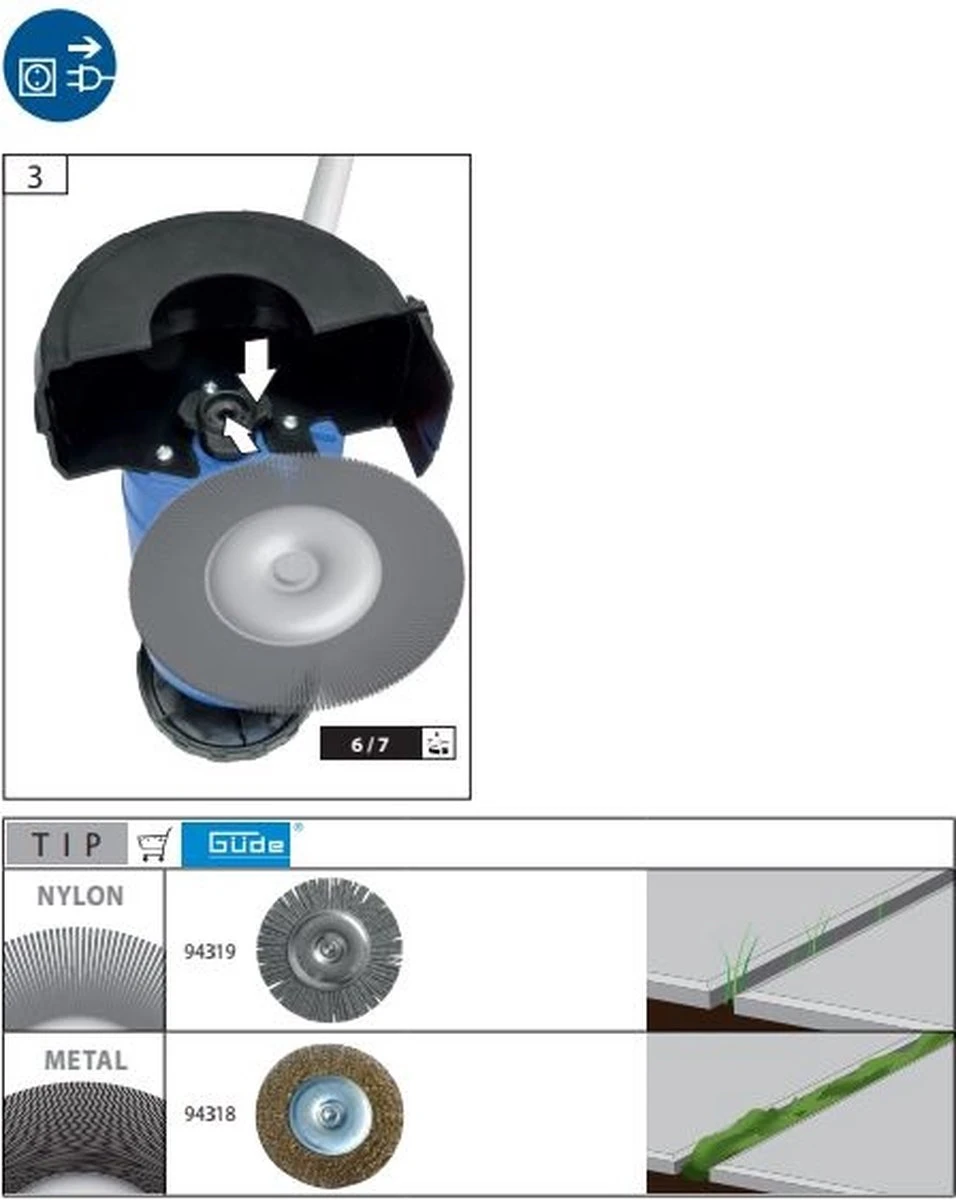 Güde Luxe Elektrische Voegenreiniger GFR401 - Onkruidborstel - Met Vier Borstels - 400W 4 Güde Luxe Elektrische Voegenreiniger GFR401 - Onkruidborstel - Met Vier Borstels - 400W - Afbeelding 2